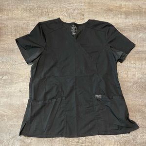 Mock wrap scrub top
